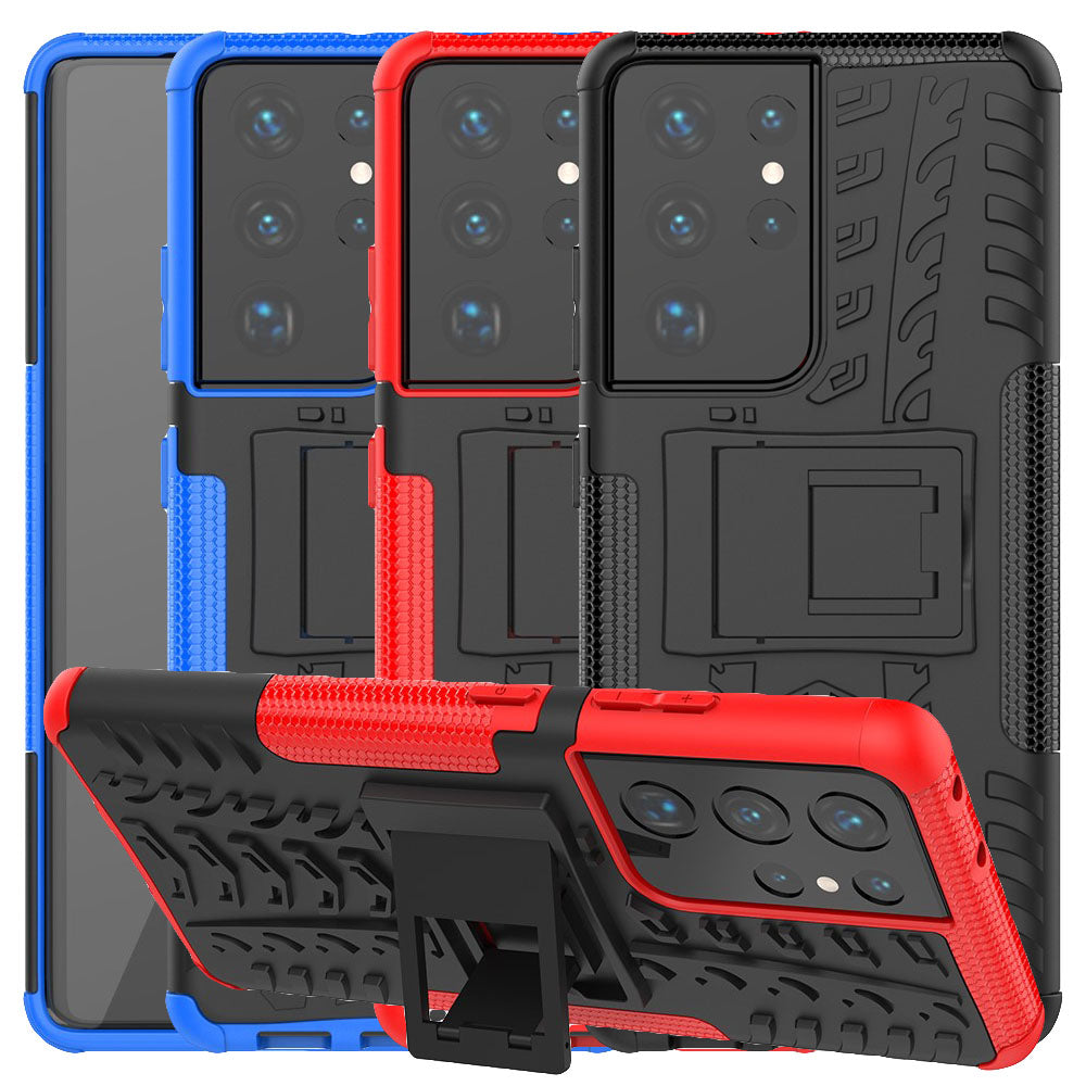 Outdoor Hülle für Samsung Galaxy S21 ULTRA Tire Rutschfest Stand PC TPU Case