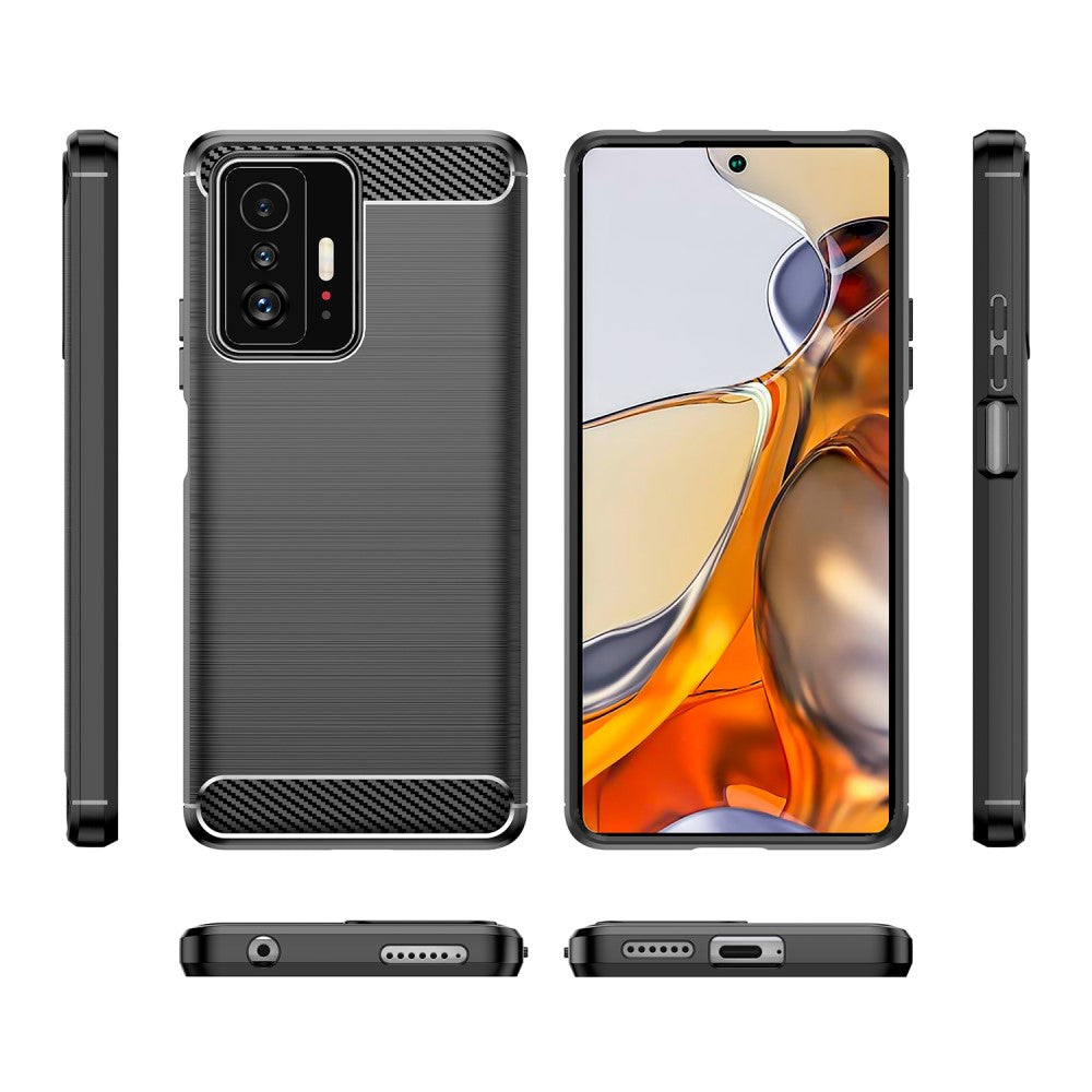 TPU Hülle für Xiaomi 11T 11T PRO Carbon Fiber Skin Brushed Schutzcover Soft Case
