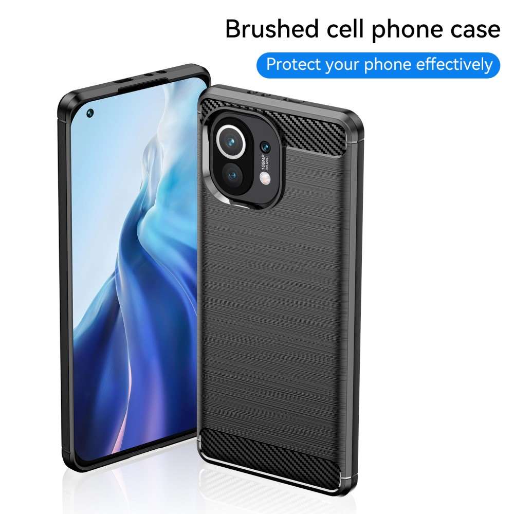 TPU Case für XIAOMI MI 11 Carbon Fiber Skin Brushed Schutz Hülle Soft Cover