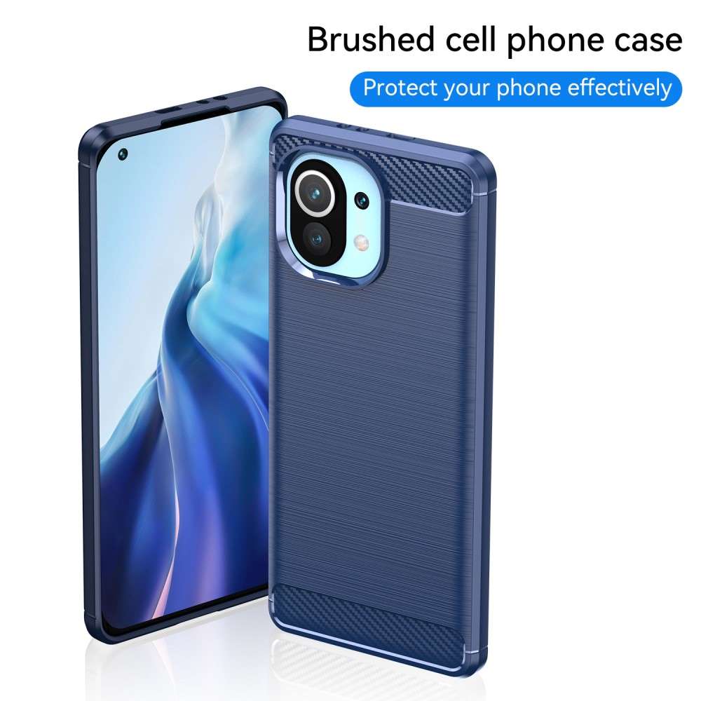TPU Case für XIAOMI MI 11 Carbon Fiber Skin Brushed Schutz Hülle Soft Cover