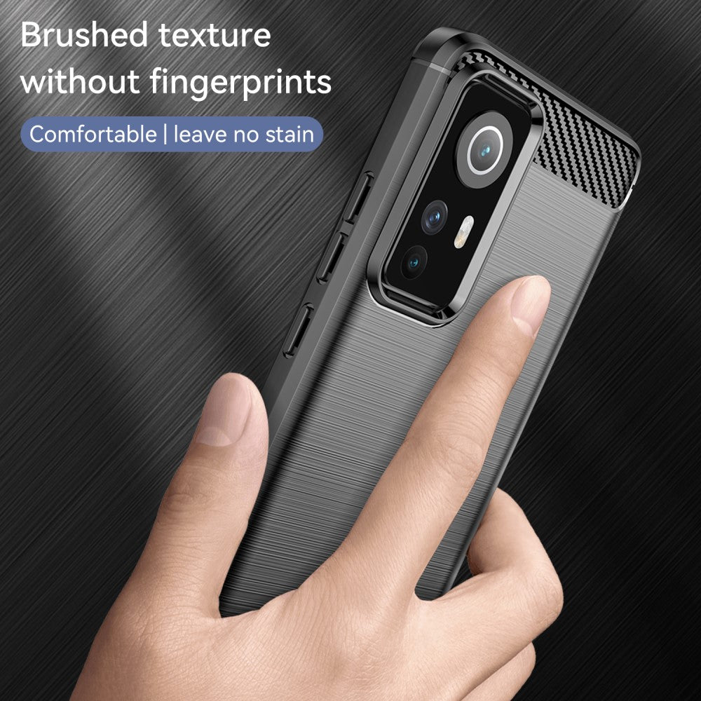 TPU Hülle für Xiaomi 12 12X Carbon Fiber Skin Brushed Schutz Backcover Soft Case