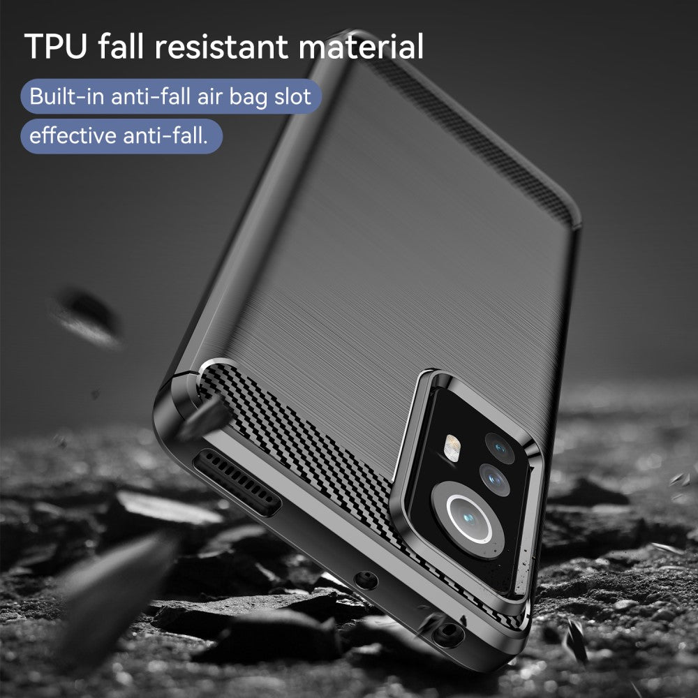 TPU Hülle für Xiaomi 12 12X Carbon Fiber Skin Brushed Schutz Backcover Soft Case