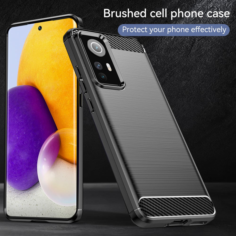 TPU Hülle für Xiaomi 12 12X Carbon Fiber Skin Brushed Schutz Backcover Soft Case