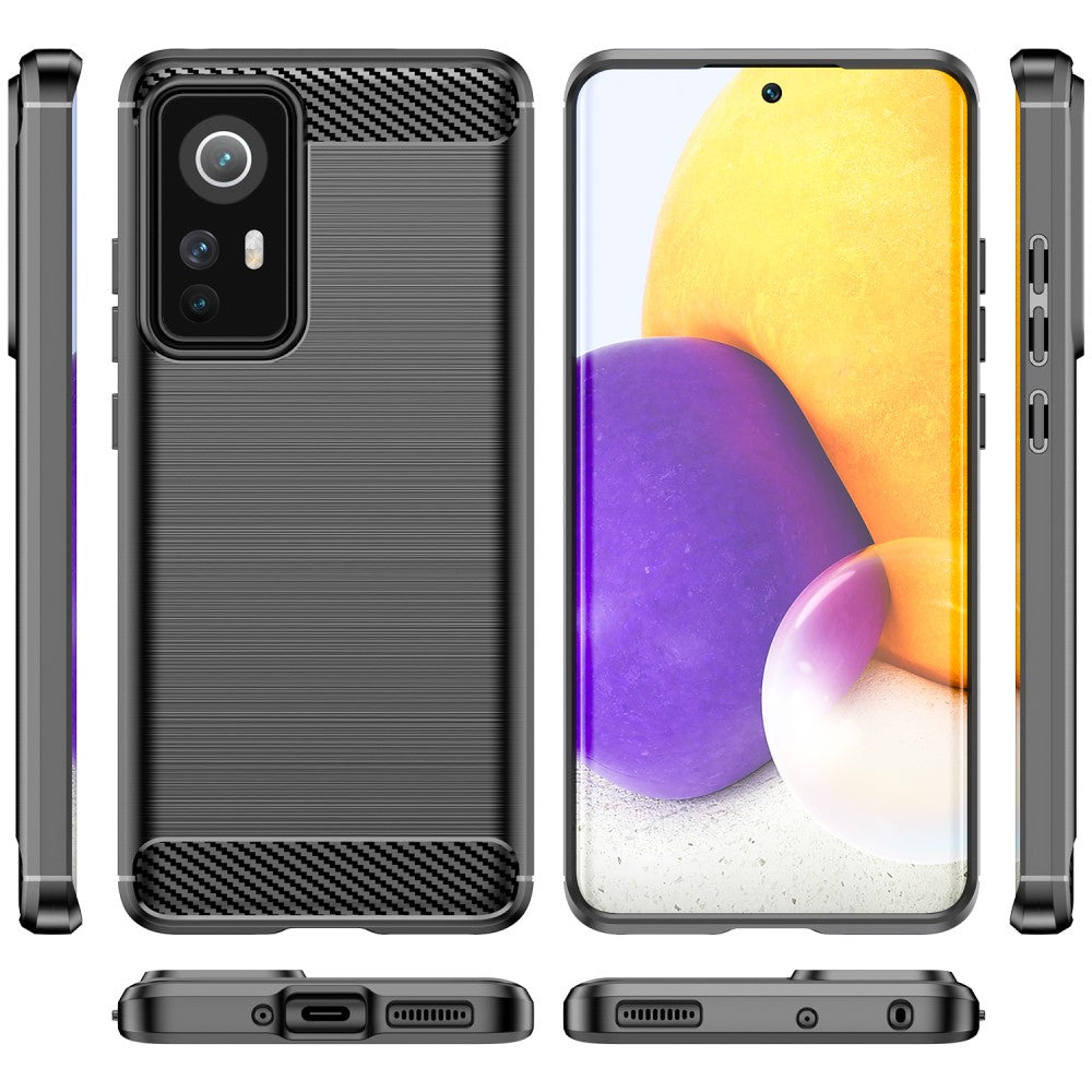 TPU Hülle für Xiaomi 12 12X Carbon Fiber Skin Brushed Schutz Backcover Soft Case