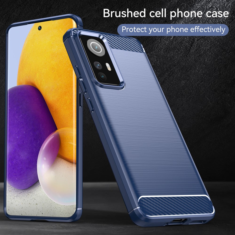TPU Hülle für Xiaomi 12 12X Carbon Fiber Skin Brushed Schutz Backcover Soft Case