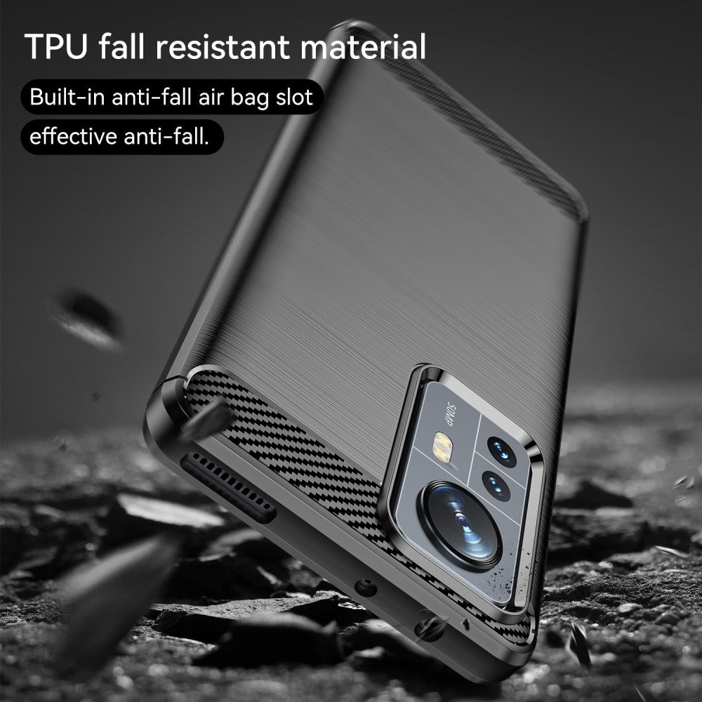 TPU Hülle für Xiaomi 12 PRO Carbon Fiber Skin Brushed Schutz Backcover Soft Case