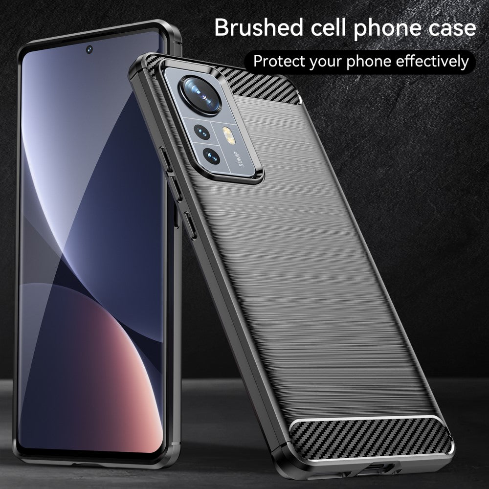 TPU Hülle für Xiaomi 12 PRO Carbon Fiber Skin Brushed Schutz Backcover Soft Case