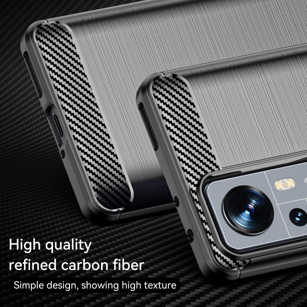 TPU Hülle für Xiaomi 12 PRO Carbon Fiber Skin Brushed Schutz Backcover Soft Case