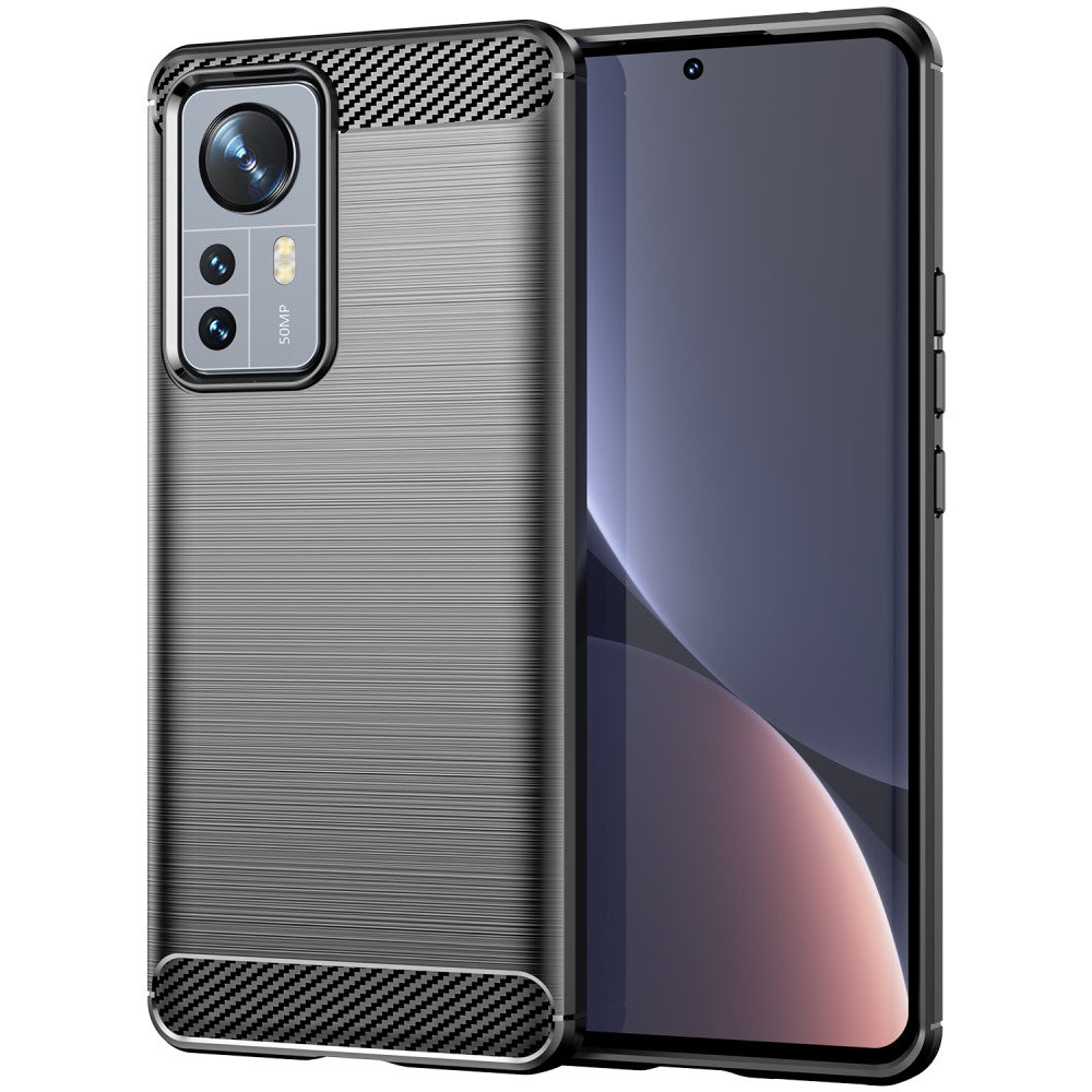 TPU Hülle für Xiaomi 12 PRO Carbon Fiber Skin Brushed Schutz Backcover Soft Case