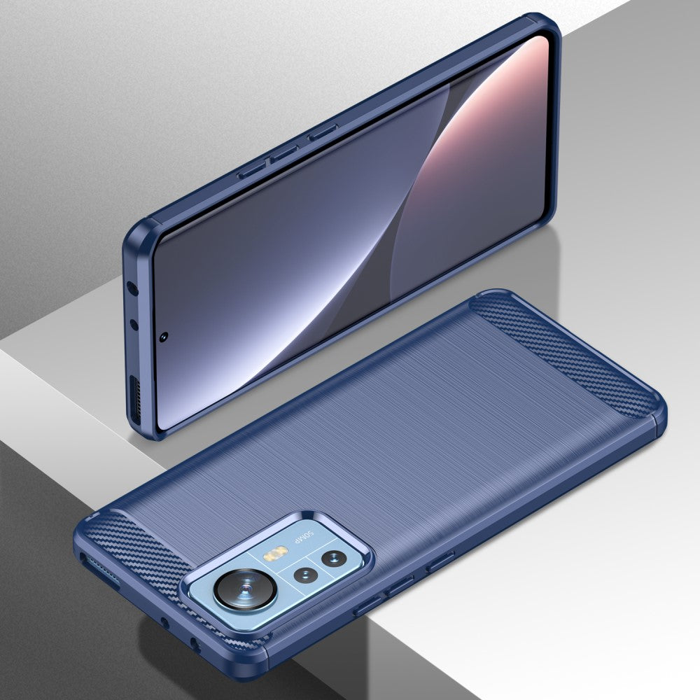 TPU Hülle für Xiaomi 12 PRO Carbon Fiber Skin Brushed Schutz Backcover Soft Case