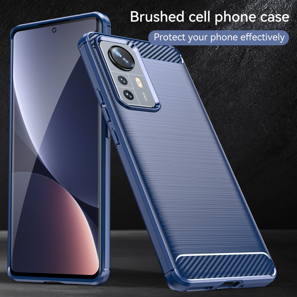 TPU Hülle für Xiaomi 12 PRO Carbon Fiber Skin Brushed Schutz Backcover Soft Case