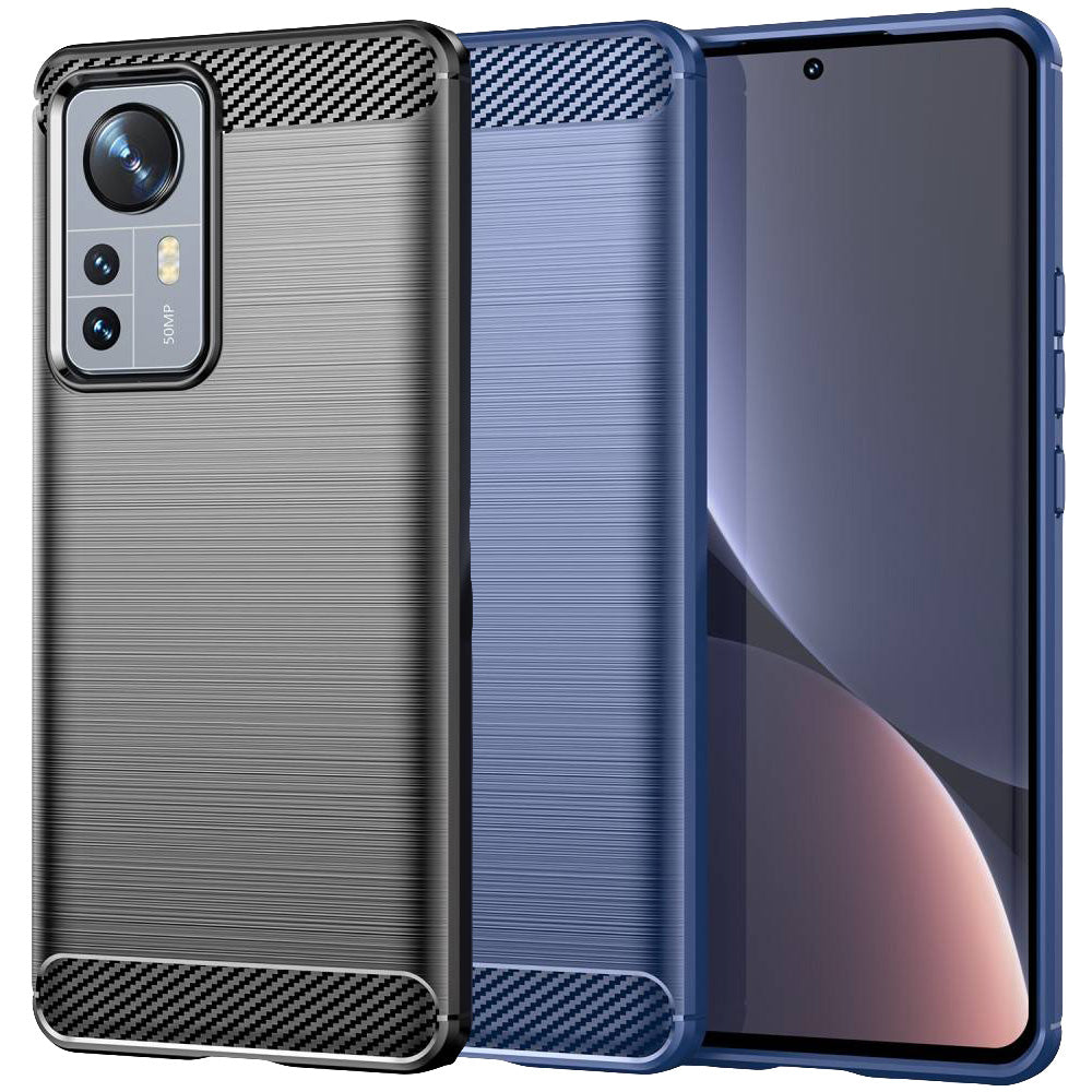 TPU Hülle für Xiaomi 12 PRO Carbon Fiber Skin Brushed Schutz Backcover Soft Case