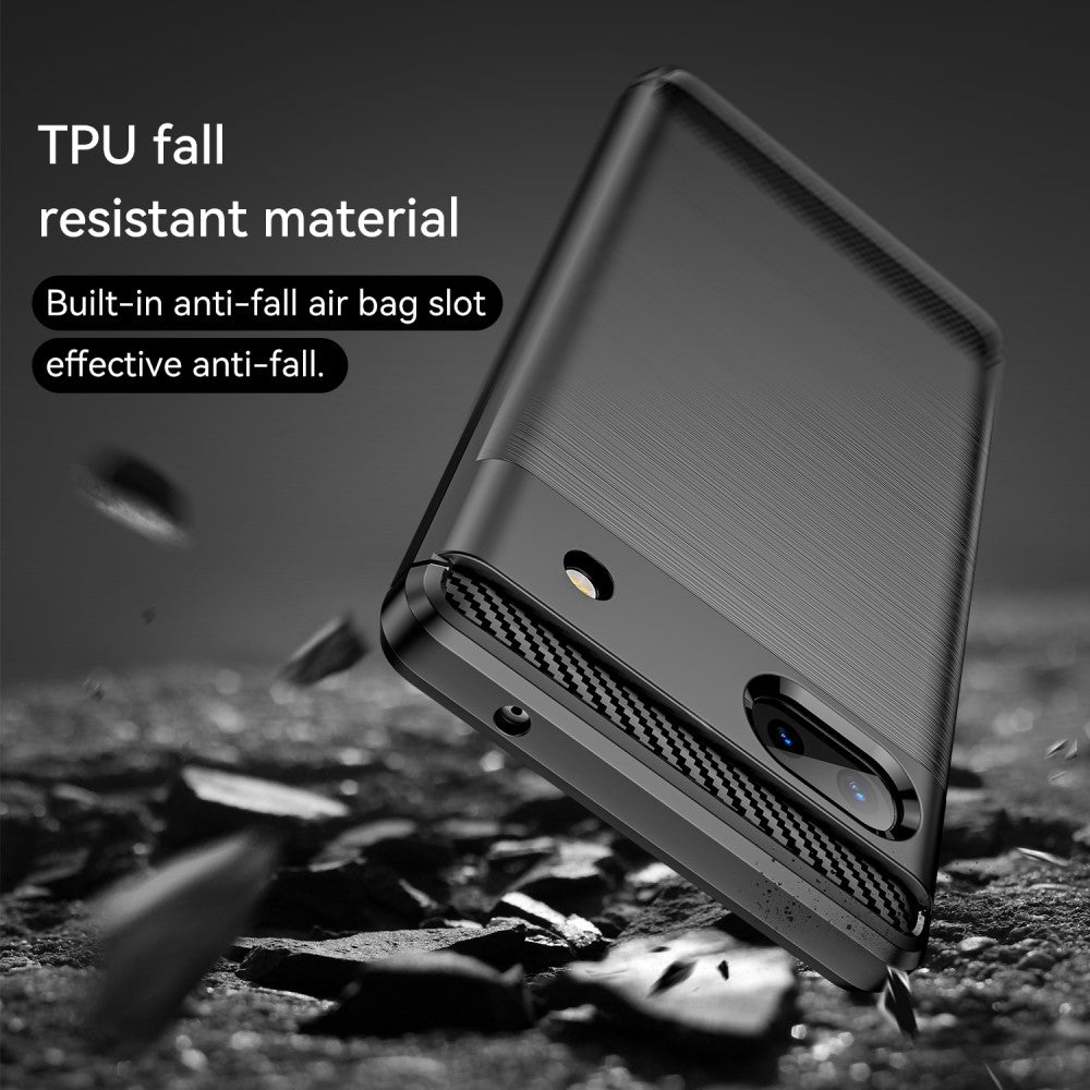TPU Hülle für Google Pixel 6a Carbon Fiber Skin Brushed Schutzcover Soft Case