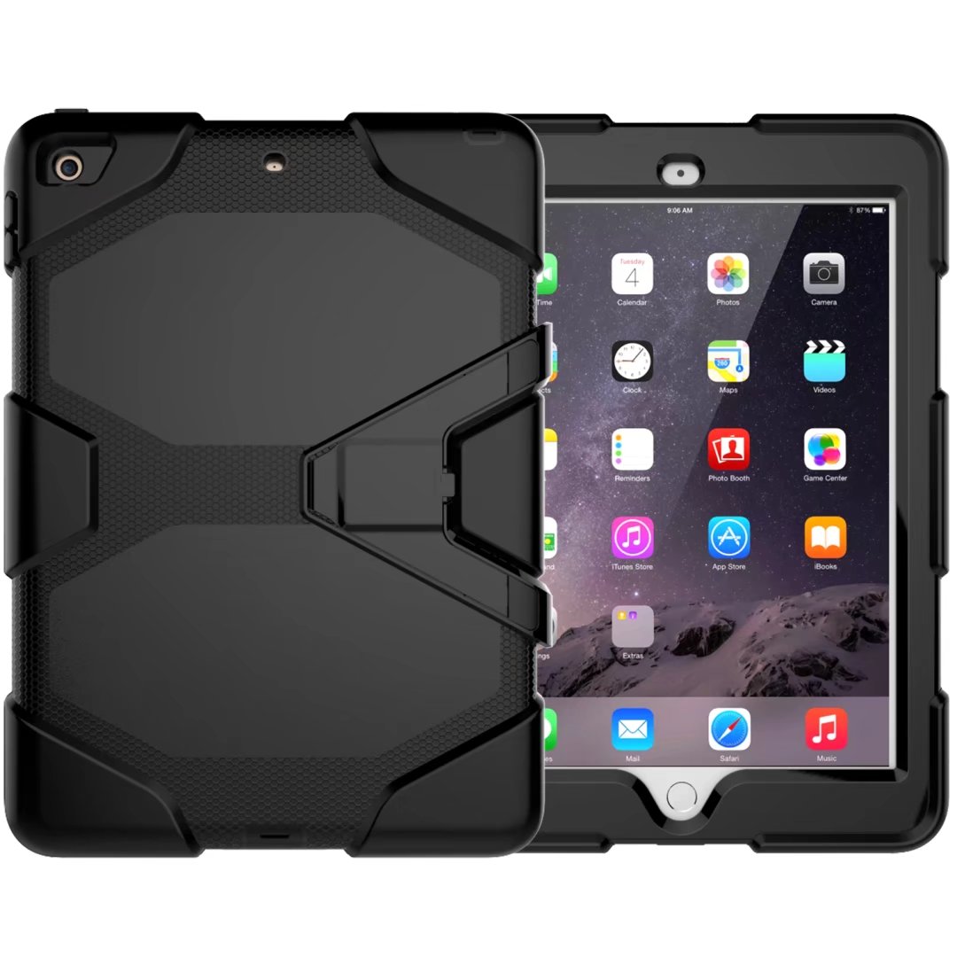 Apple iPad 9.7" (2017) Outdoor Case Silikon Heavy Duty Army Kickstand Hülle