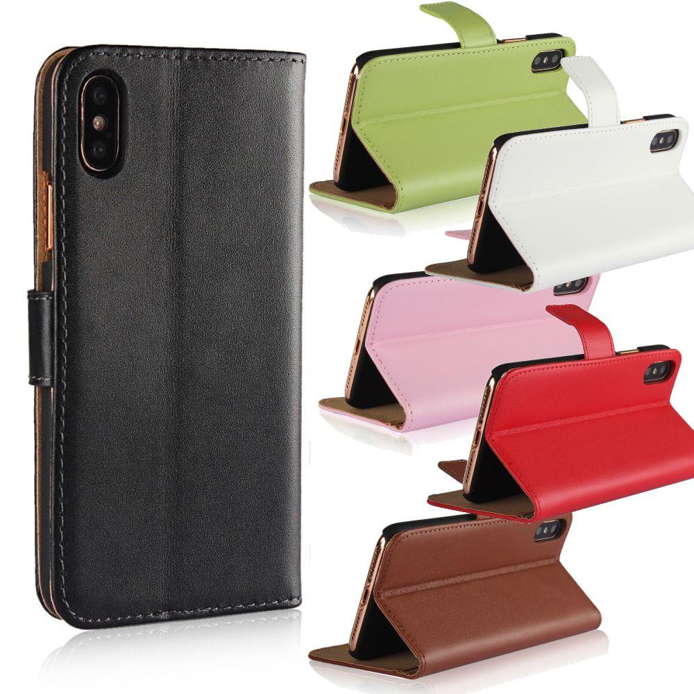 Wallet Case für Apple iPhone XS X Genuine Split Echt Leder