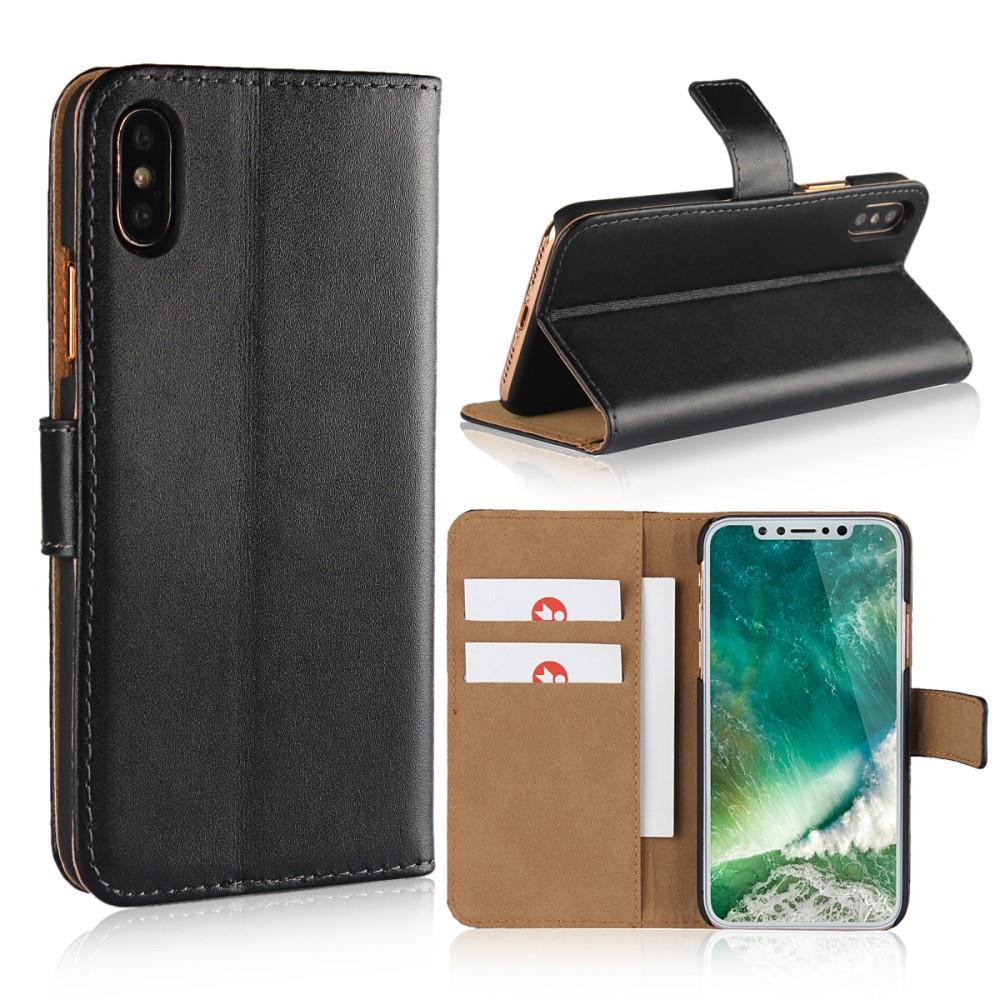 Wallet Case für Apple iPhone XS X Genuine Split Echt Leder