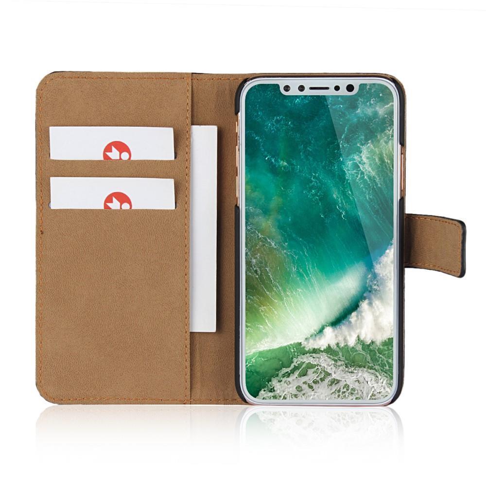 Wallet Case für Apple iPhone XS X Genuine Split Echt Leder