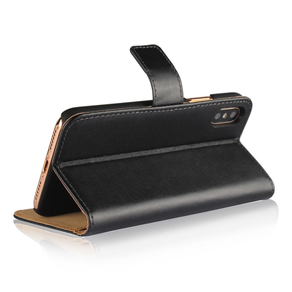 Wallet Case für Apple iPhone XS X Genuine Split Echt Leder