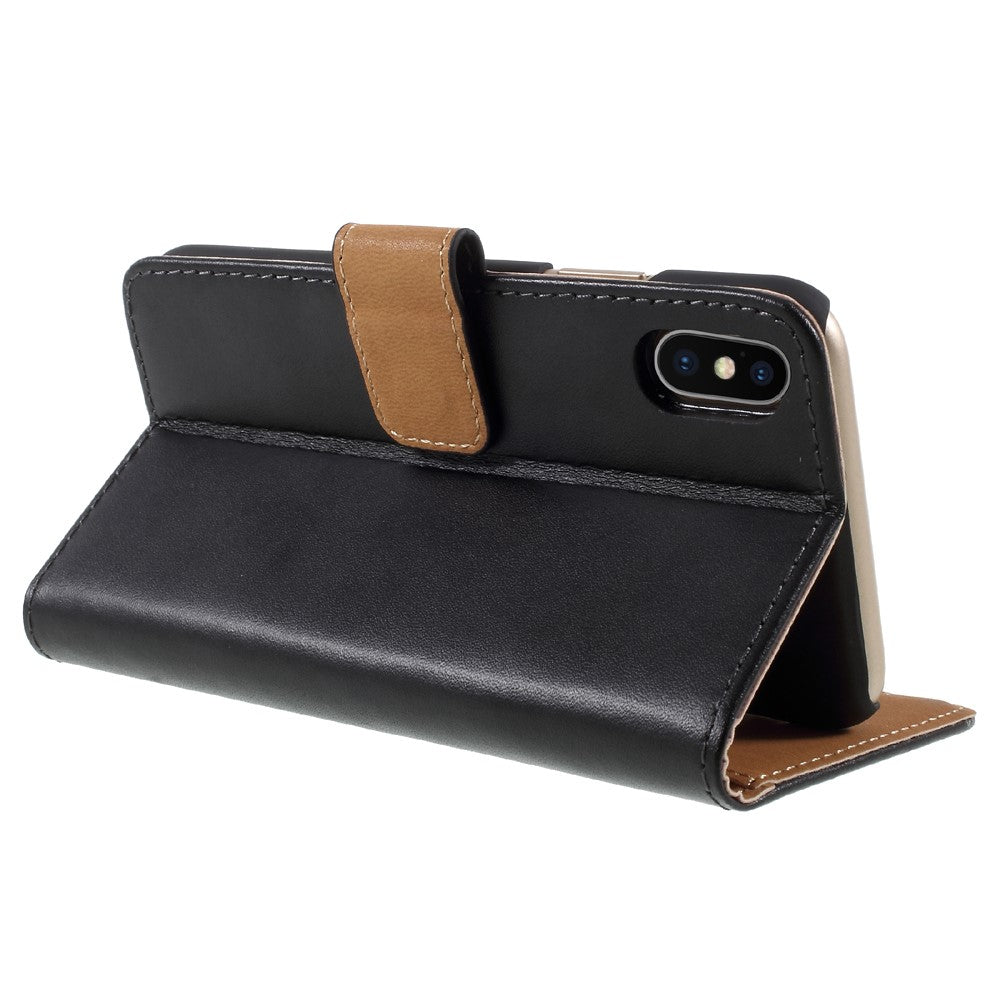 Wallet Case für Apple iPhone XS X Genuine Split Echt Leder
