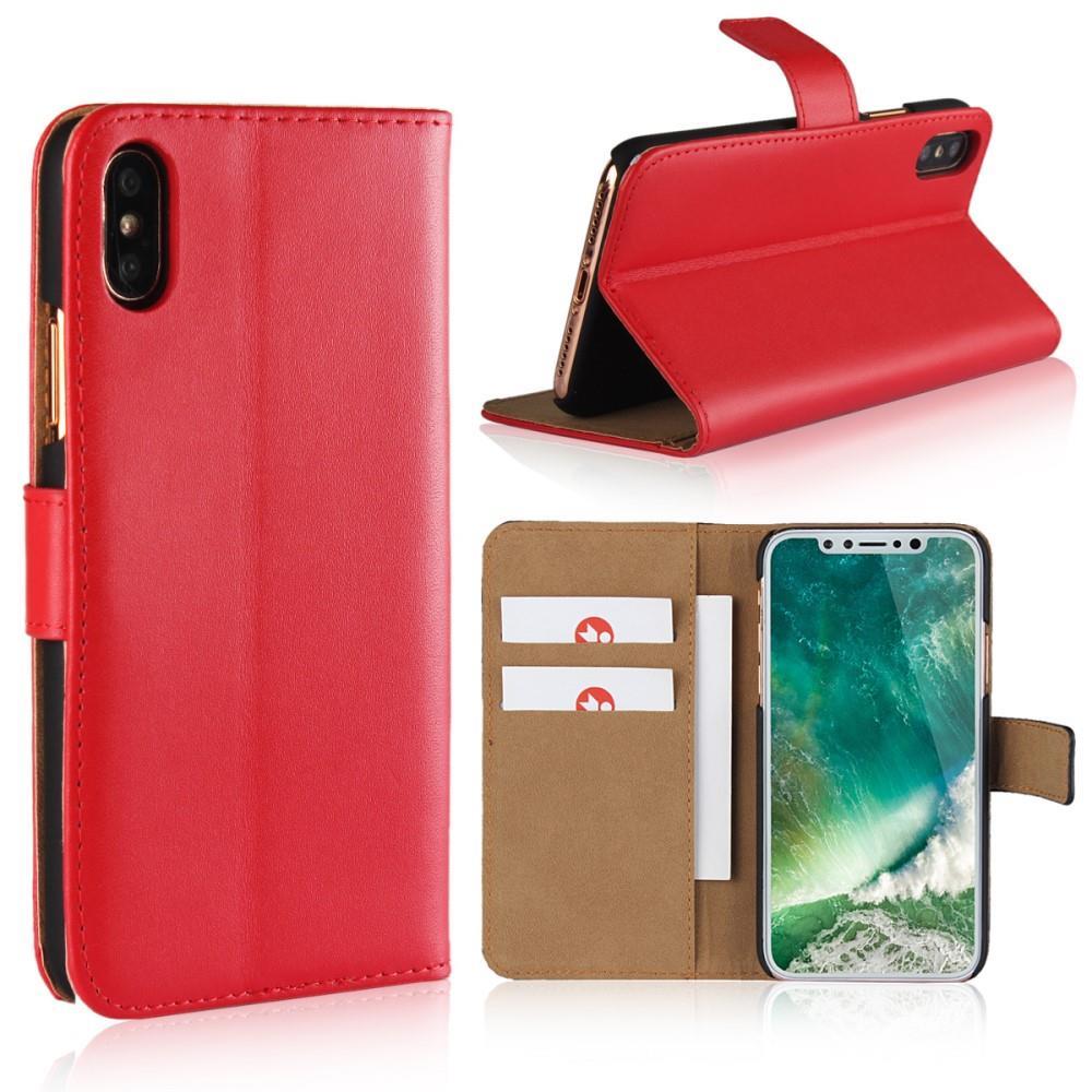 Wallet Case für Apple iPhone XS X Genuine Split Echt Leder