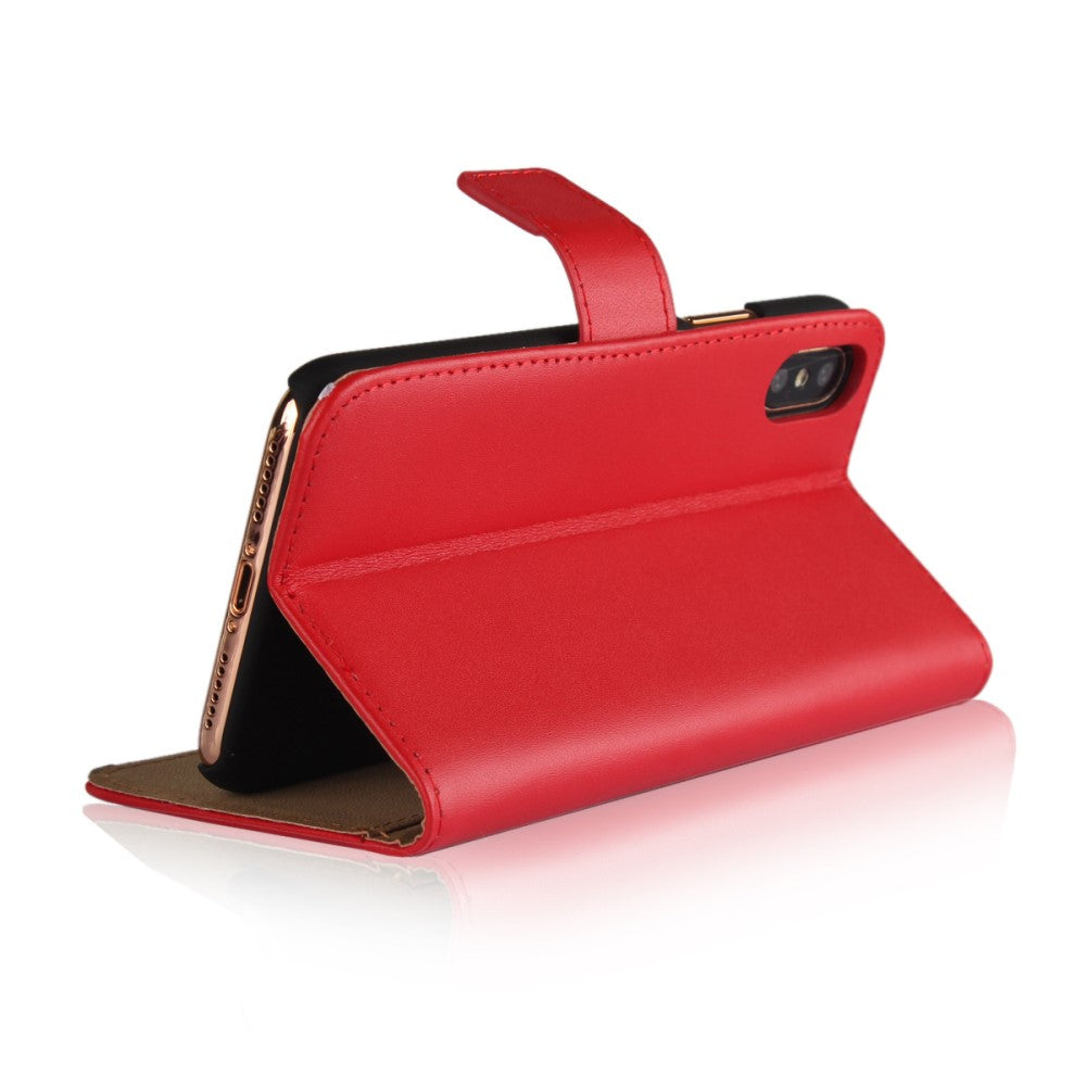 Wallet Case für Apple iPhone XS X Genuine Split Echt Leder