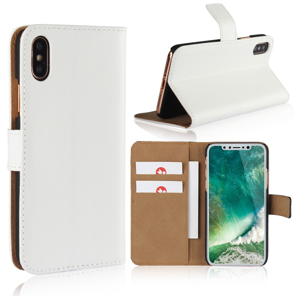Wallet Case für Apple iPhone XS X Genuine Split Echt Leder