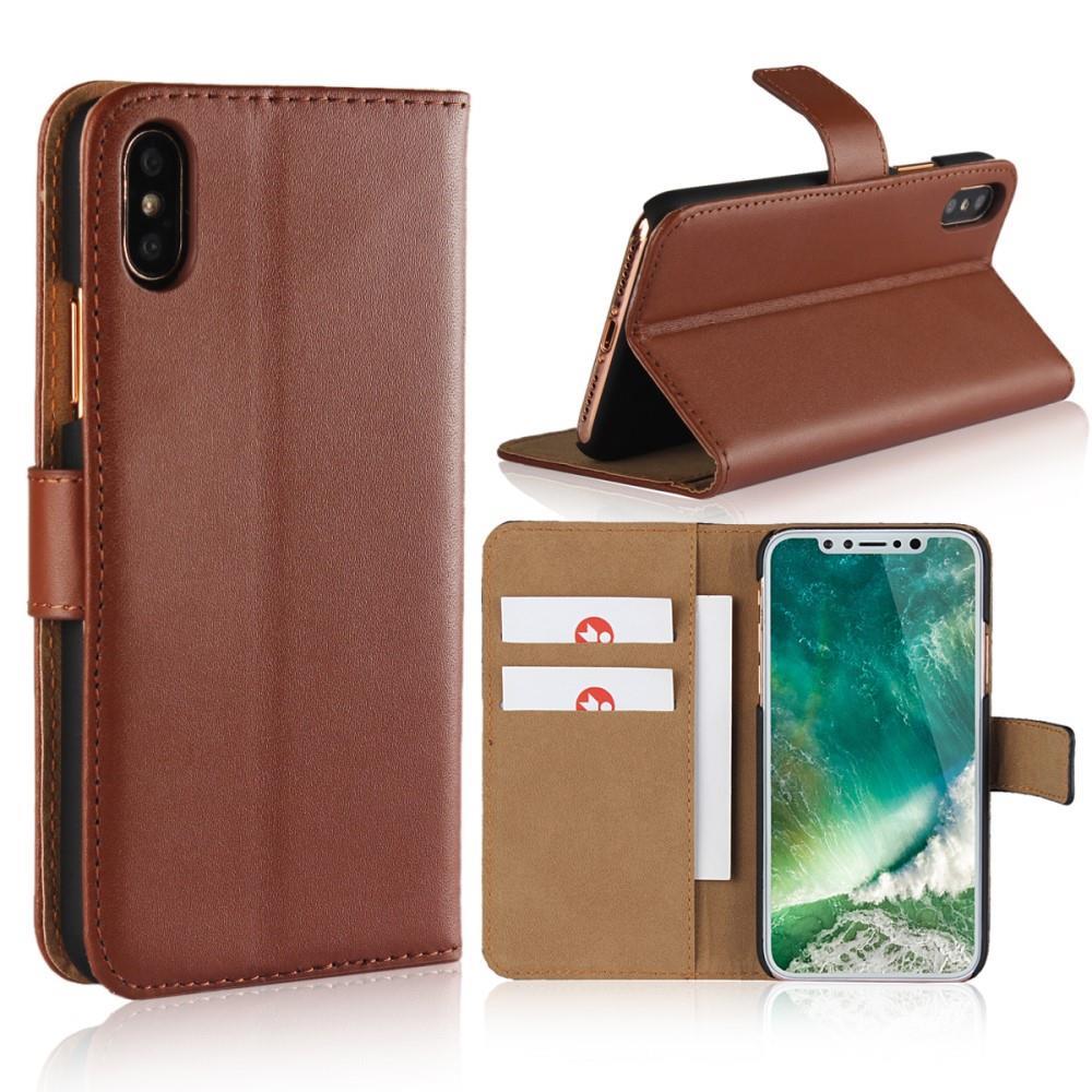 Wallet Case für Apple iPhone XS X Genuine Split Echt Leder