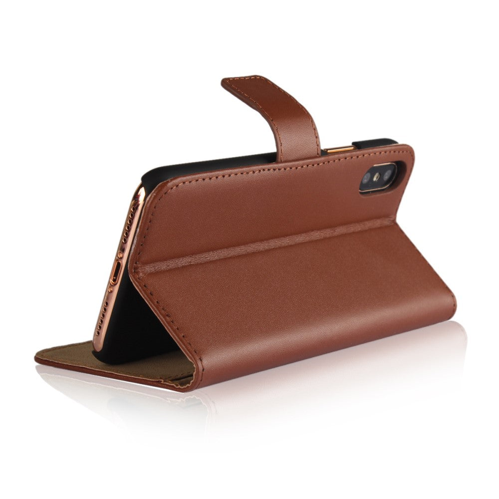 Wallet Case für Apple iPhone XS X Genuine Split Echt Leder