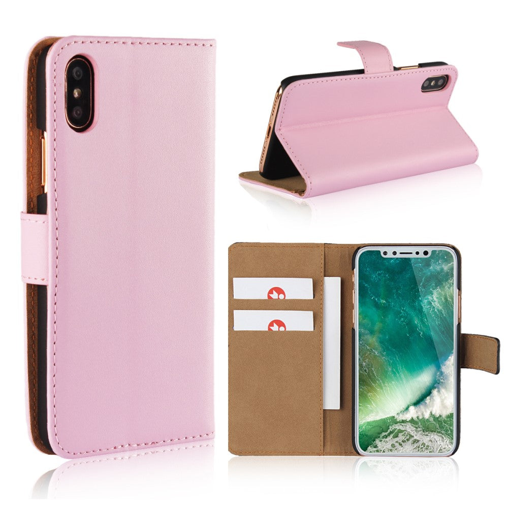 Wallet Case für Apple iPhone XS X Genuine Split Echt Leder