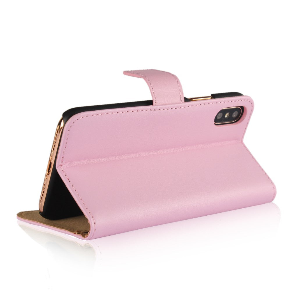 Wallet Case für Apple iPhone XS X Genuine Split Echt Leder