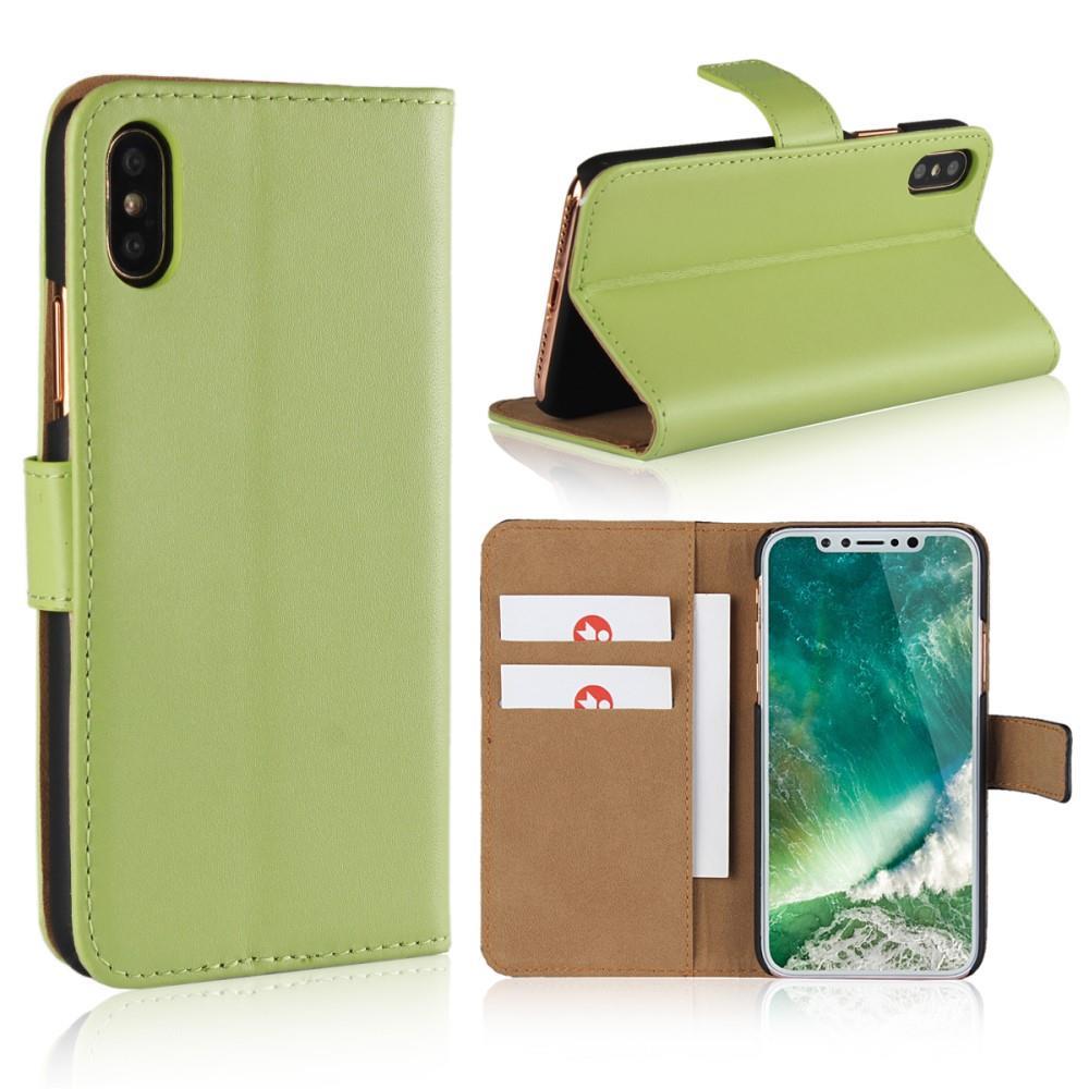 Wallet Case für Apple iPhone XS X Genuine Split Echt Leder