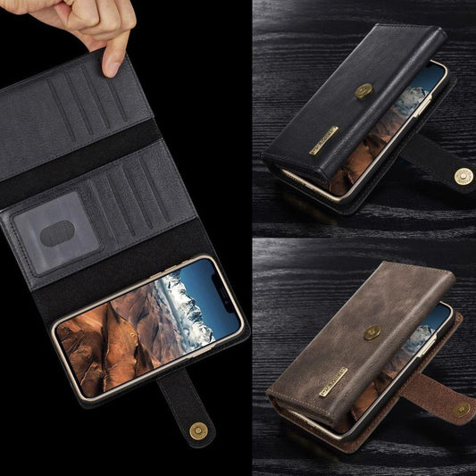 DG.MING Wallet Case für Apple iPhone XS X Echt Leder Brief Tasche 2in1 Etui Hülle