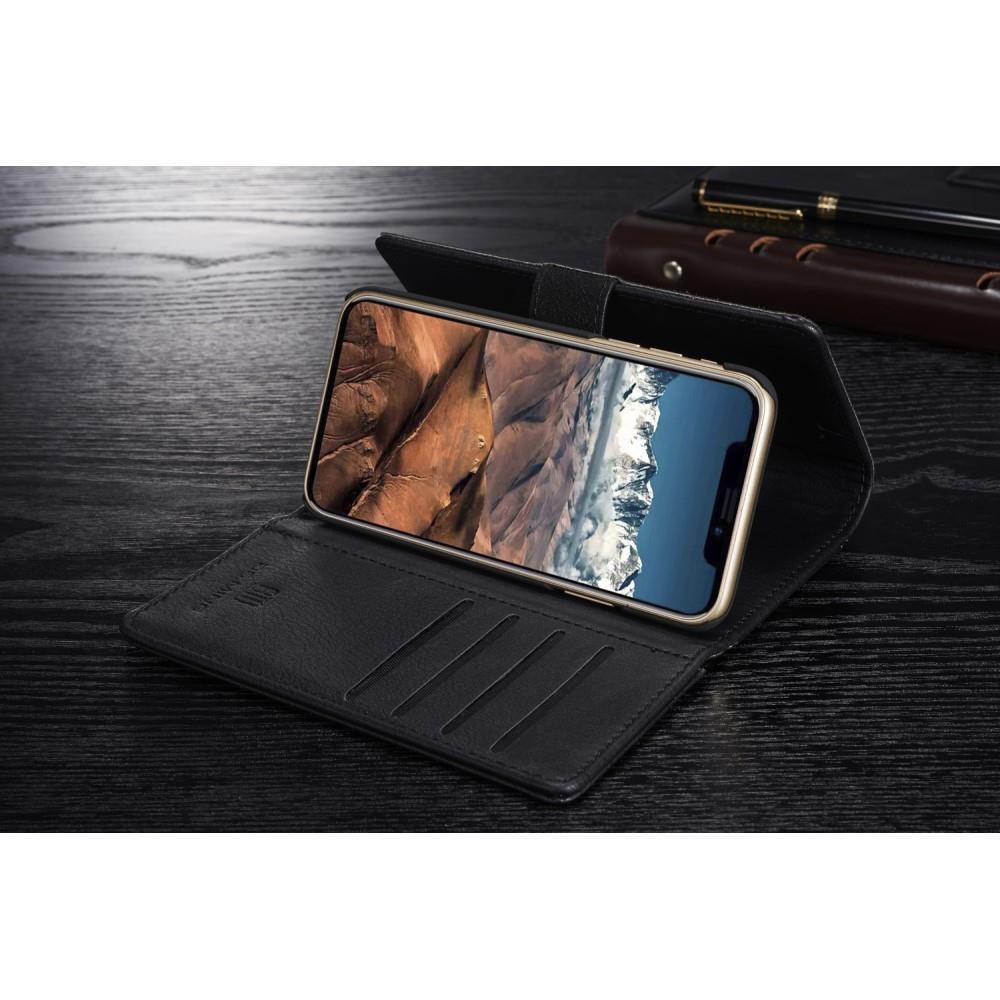 DG.MING Wallet Case für Apple iPhone XS X Echt Leder Brief Tasche 2in1 Etui Hülle