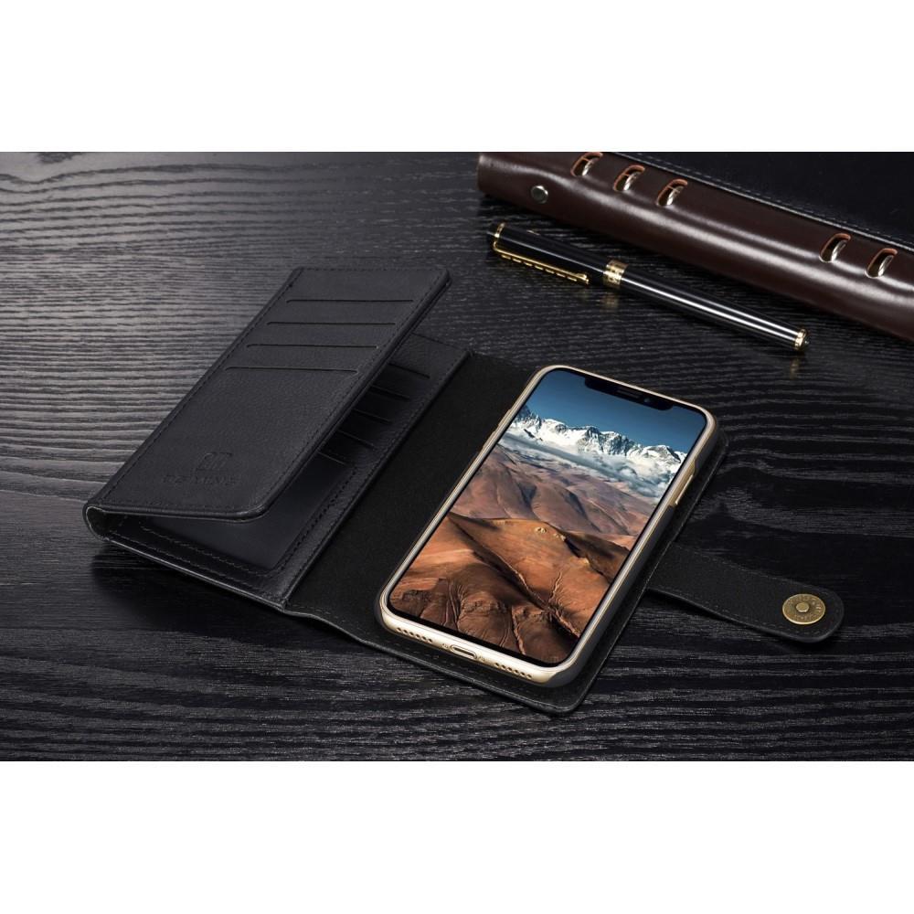 DG.MING Wallet Case für Apple iPhone XS X Echt Leder Brief Tasche 2in1 Etui Hülle