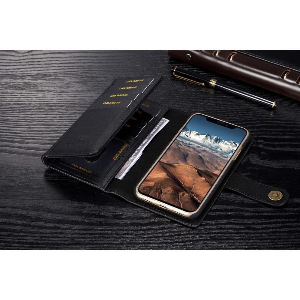 DG.MING Wallet Case für Apple iPhone XS X Echt Leder Brief Tasche 2in1 Etui Hülle