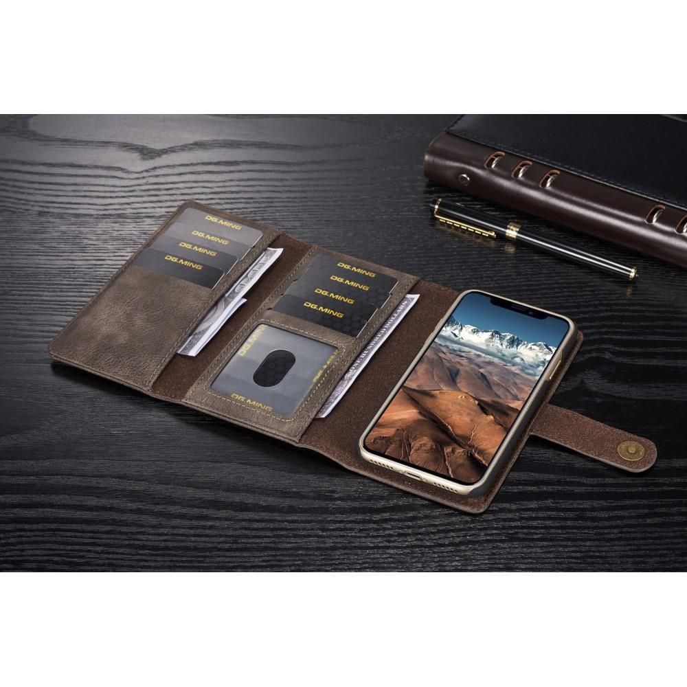 DG.MING Wallet Case für Apple iPhone XS X Echt Leder Brief Tasche 2in1 Etui Hülle
