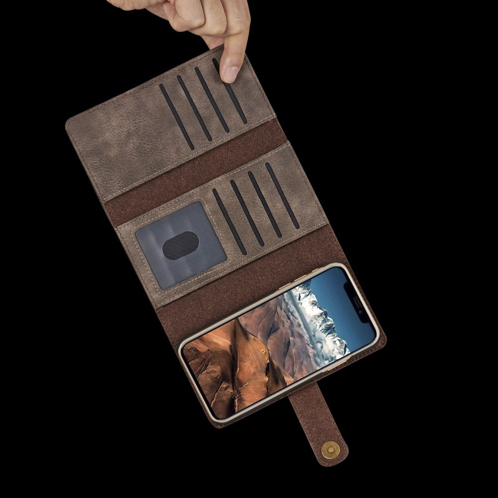 DG.MING Wallet Case für Apple iPhone XS X Echt Leder Brief Tasche 2in1 Etui Hülle