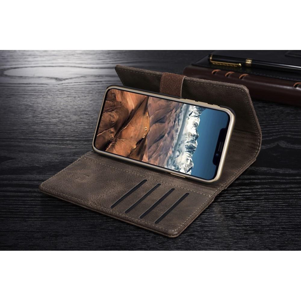 DG.MING Wallet Case für Apple iPhone XS X Echt Leder Brief Tasche 2in1 Etui Hülle