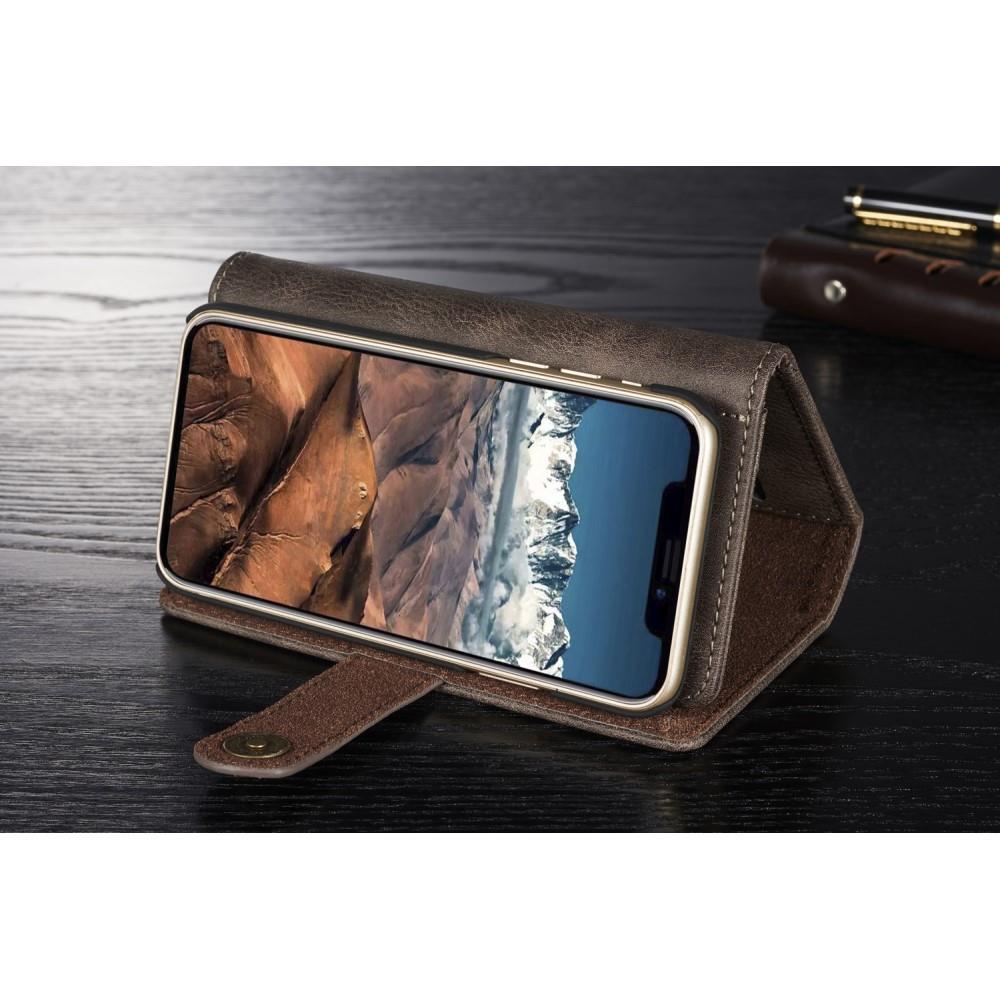 DG.MING Wallet Case für Apple iPhone XS X Echt Leder Brief Tasche 2in1 Etui Hülle
