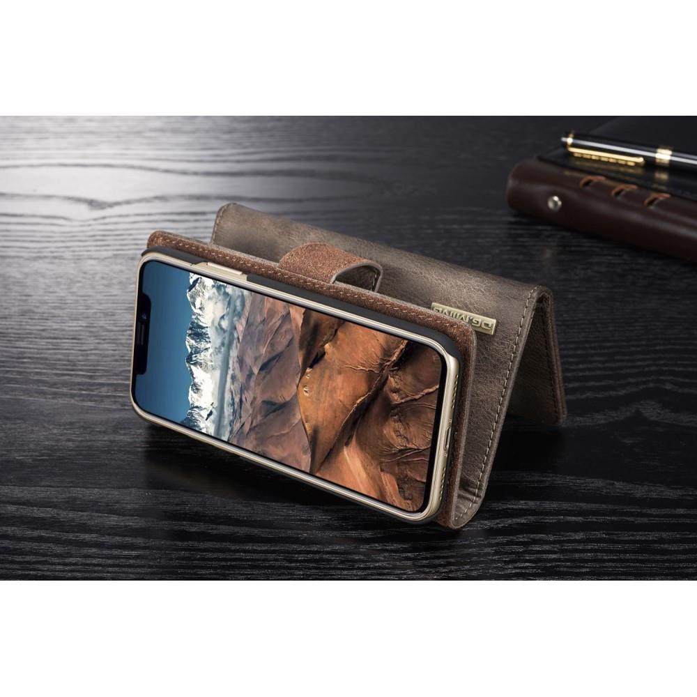DG.MING Wallet Case für Apple iPhone XS X Echt Leder Brief Tasche 2in1 Etui Hülle