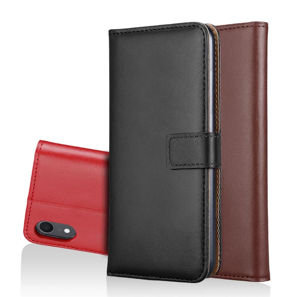 Wallet Case für Apple iPhone XR Genuine Split Echt Leder Tasche