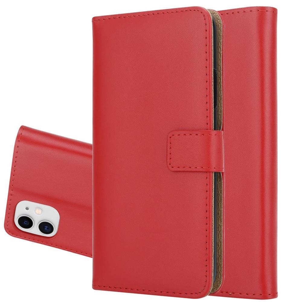 Wallet Case für Apple iPhone 11 Genuine Split Echt Leder Handy Tasche