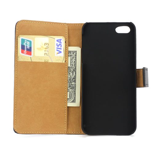 Wallet Case für Apple iPhone SE 5 5S Genuine Split Echt Leder