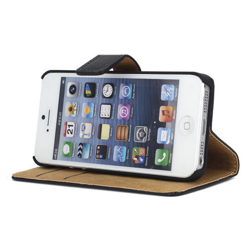 Wallet Case für Apple iPhone SE 5 5S Genuine Split Echt Leder