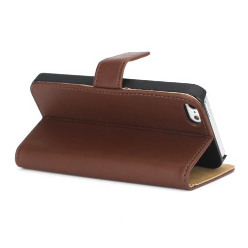 Wallet Case für Apple iPhone SE 5 5S Genuine Split Echt Leder