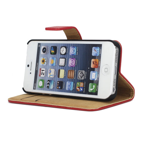 Wallet Case für Apple iPhone SE 5 5S Genuine Split Echt Leder