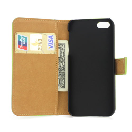 Wallet Case für Apple iPhone SE 5 5S Genuine Split Echt Leder