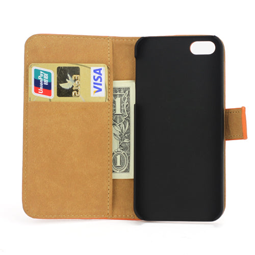Wallet Case für Apple iPhone SE 5 5S Genuine Split Echt Leder