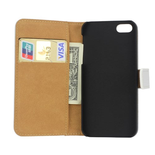 Wallet Case für Apple iPhone SE 5 5S Genuine Split Echt Leder