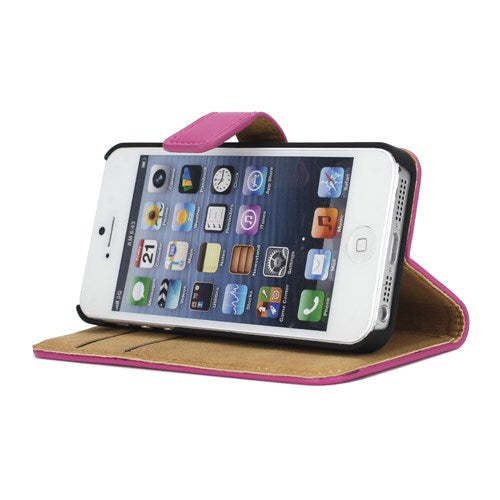 Wallet Case für Apple iPhone SE 5 5S Genuine Split Echt Leder